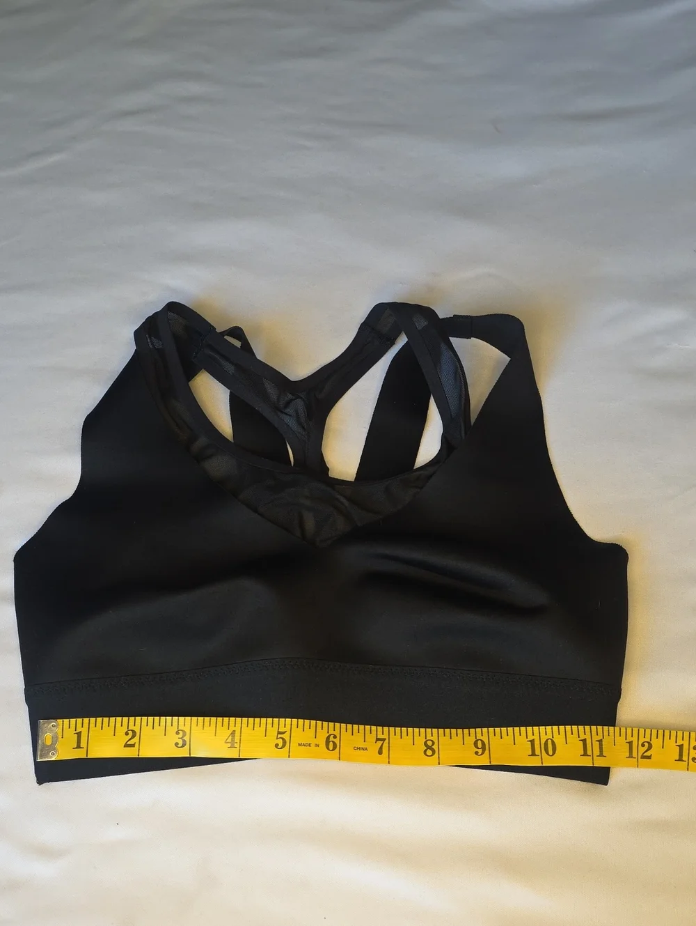 Athleta Black Mesh-Back Racerback Sports Bra